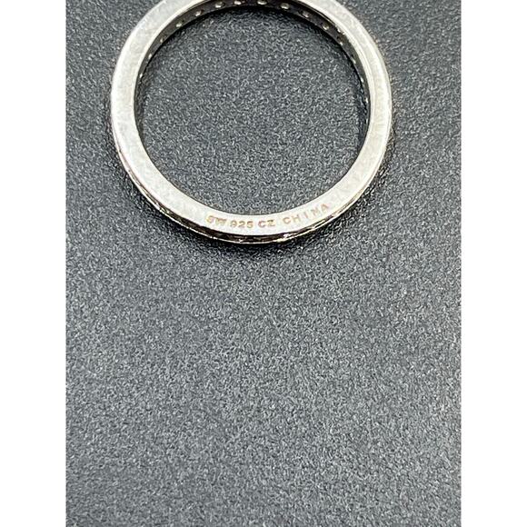 SW Signed Sterling Silver CZ Full Eternity Band Ring Sz 9.5 - Picture 4 of 12